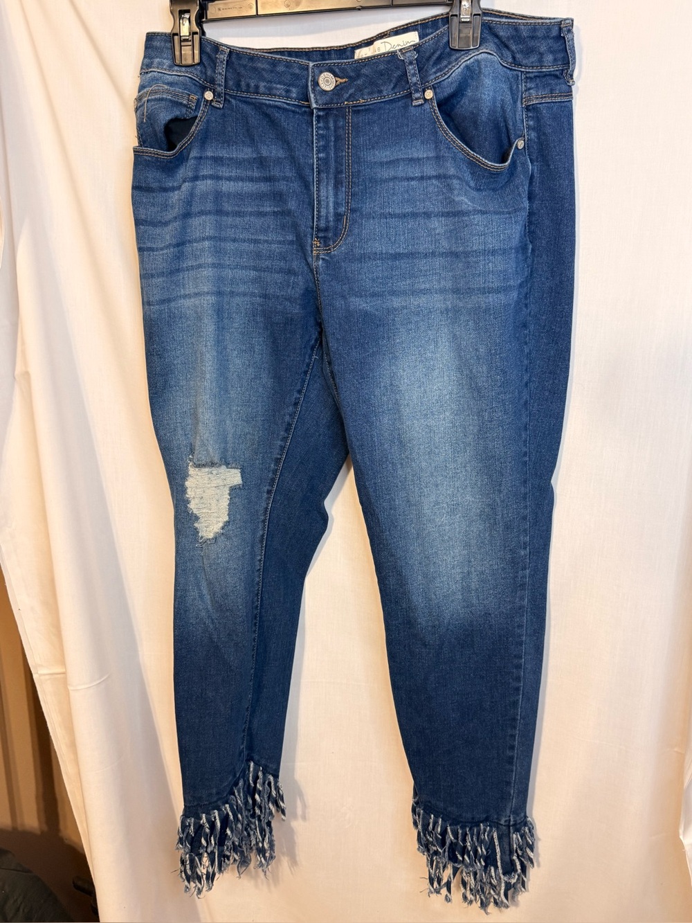 Size 14 C Denim EST.  1946 Women’s Distressed Fringe Hem Blue Jeans